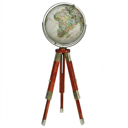 A high-resolution professional hero shot of the **Replogle Globes National Geographic Eaton III Globe** (MPN: 24813) on its cherry-finished tripod stand, centered on a pure white background.
