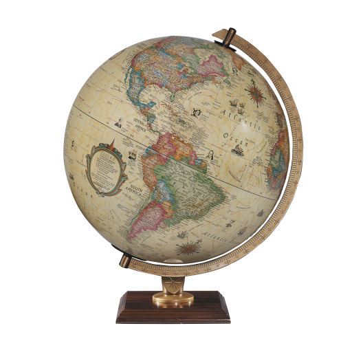 Globe terrestre Carlyle  de bureau, 12 po / 30 cm, océan antique, anglais