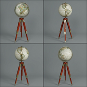 A matrix display of the Replogle National Geographic globe, identical to the source image, shown from four useful angles on a premium neutral grey background.