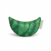 A pure high-resolution hero shot of the fdmt manimo Green Half Moon Ball with its shiny textured surface, centered on a clean white background.
