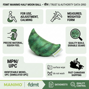 Trust and authority infographic for fdmt manimo Green Half Moon Ball, featuring six key factual cues and icons.