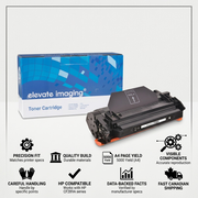 PDP visible matrix image: graphic trust infographic for a laser toner with icons and short cues about quality and shipping.