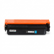 A direct, professional hero shot of the Elevate Imaging Reman HP CF411X replacement toner cartridge.<ctrl46>A direct, professional hero shot of the Elevate Imaging Reman HP CF411X replacement toner cartridge.