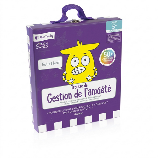 A premium high-resolution photo of the open the joy anxiety management kit.