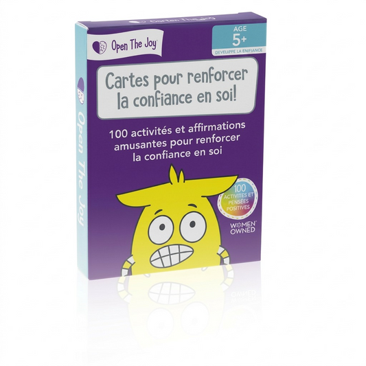 High-resolution hero shot on white background for 'Cartes pour renforcer la confiance en soi!' product.