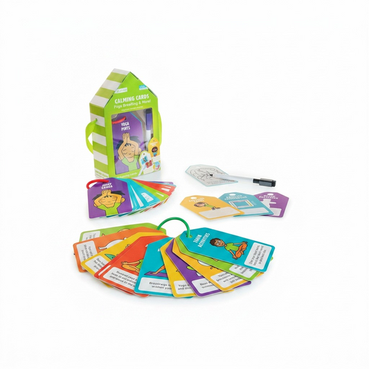A crisp high-resolution product shot of the fdmt Calming Cards kit and cards on a white background.