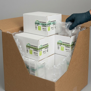 A premium unboxing scene shows the white 'ECO PERFORMANCE' boxes open, nested in a sturdy outer carton with air cushions.