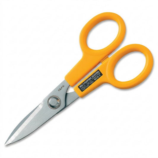 A pure hero shot of Olfa SCS-1 5" Serrated-Edge Scissors on a clean, pure white background.