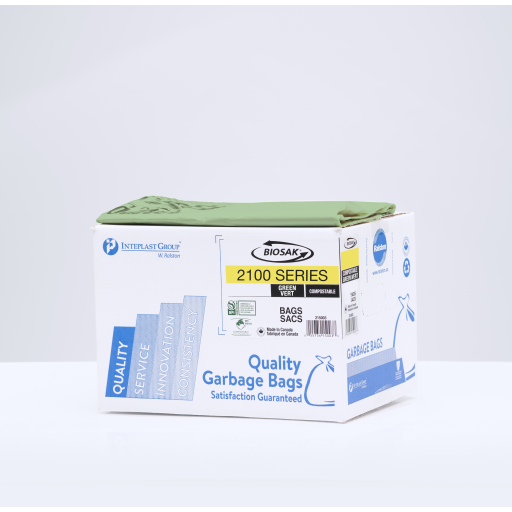 Sacs compostables — 35 x 50 po, vert, 125 sacs