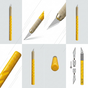 PDP visual matrix showcasing the Olfa Ak-1 craft knife in eight various angles with a clean grid.