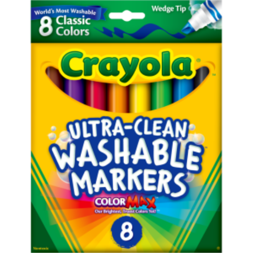 Marqueurs lavables à pointe biseautée Crayola — 8 couleurs