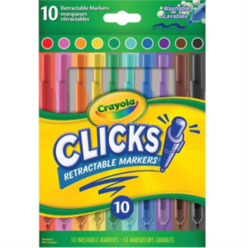 Marqueurs rétractables Crayola Clicks — 10 couleurs