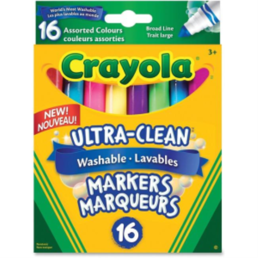 Marqueurs lavables à pointe large Crayola — 16 couleurs