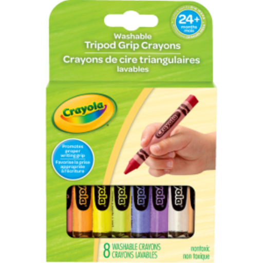 Crayons de cire lavables à prise triangulaire Crayola — 8 couleurs