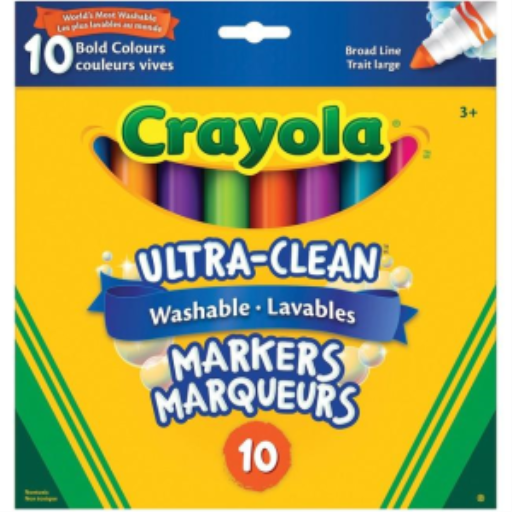Marqueurs lavables à pointe large Ultra-Clean Crayola — 10 couleurs