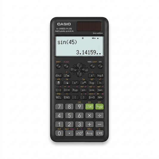 Casio FX-300ESPLS2 black scientific calculator with Natural Textbook Display on a white background.