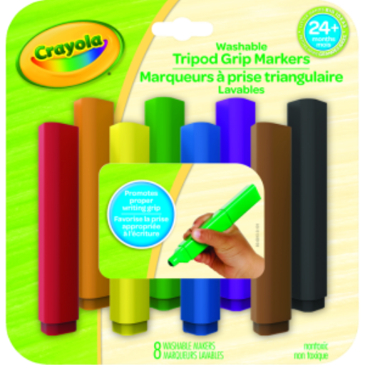 Marqueurs lavables à prise triangulaire Crayola — 8 couleurs