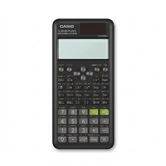 Casio FX-991ES Plus 2nd Edition scientific calculator with solar panel and natural display.