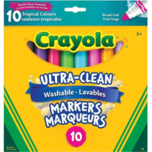 Marqueurs lavables à pointe large Ultra-Clean Crayola — 10 couleurs