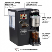 An annotated product image for the Keurig K3550 Commercial Brewer, detailing its key performance features and benefits with a Fast Canadian Shipping badge.