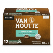 High-resolution e-commerce hero shot of Keurig Van Houtte Half-Caff Medium Roast Coffee, 12 count.