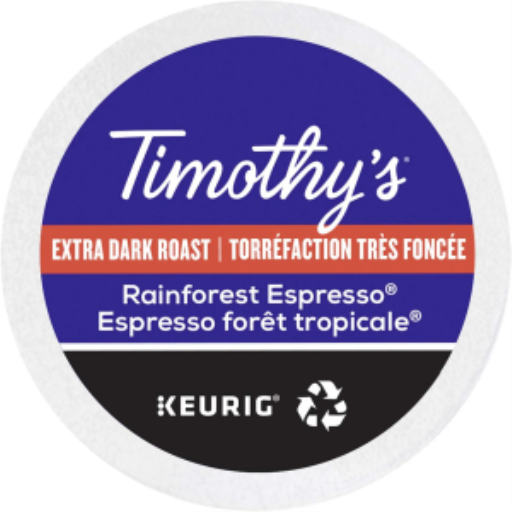 Capsules K-Cup Timothy’s — Rainforest Espresso, extra corsé