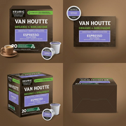Grid display of Van Houtte Espresso Dolce Crema K-Cups from multiple angles.
