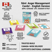 Infographic for fdmt Anger Management Cards! featuring trust icons, Canadian shipping, and product data.