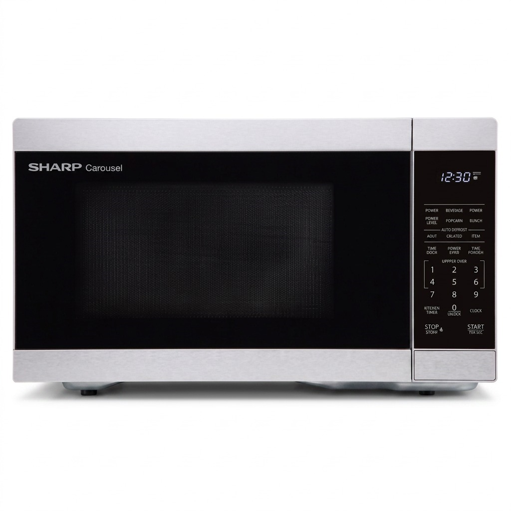 SHARP SMC1162KSC 1.1 cu. ft. Countertop Microwave on a pure white background.