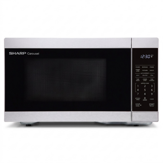 SHARP SMC1162KSC 1.1 cu. ft. Countertop Microwave on a pure white background.