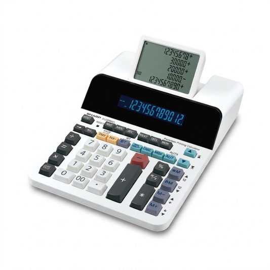 SHARP ELDP9001 Paperless Printing Calculator hero shot on pure white background.