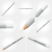 A clean ecommerce matrix displaying six views of the STAEDTLER Lumocolor non-permanent white pencil from different angles.