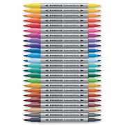A high-resolution, centered view of the STAEDTLER Double-Ended Fibre-Tip Pens from the 72-pack, displaying their full length.