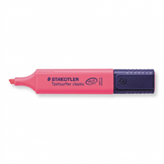 High-resolution hero shot of a fluorescent pink STAEDTLER Textsurfer highlighter on a white background.