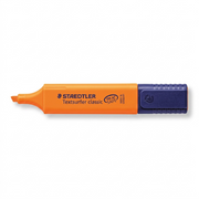 A high-resolution, centered view of the flat Staedtler Textsurfer classic orange highlighter with its cap on, against a pure white background.