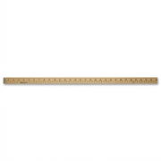 A high-resolution wooden yardstick product photo with clear inch and metric markings against a white background.