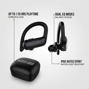 Wicked Audio Raen features: 110+ hour playtime, dual EQ modes, and IP65 sport durability.