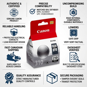 PDP visual matrix for Canon PG-210 black ink, detailing trust and build facts.
