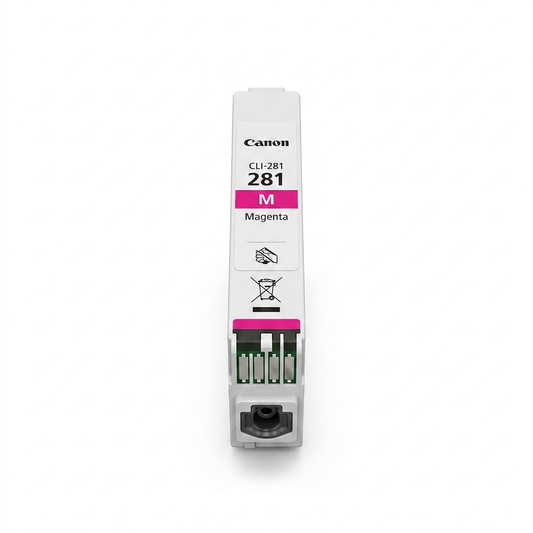 High-resolution hero shot of the Canon CLI-281 Magenta ink cartridge.