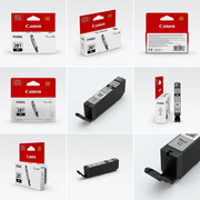 A premium 3x2 product visual grid showcasing Canon CLI-281 series ink tanks from various angles.