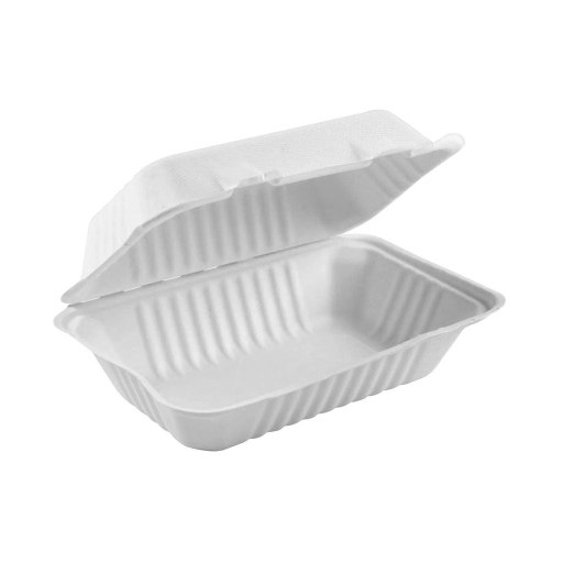Contenants compostables à charnière — 9 po X 9 po X 3,25 po, paquet de 50