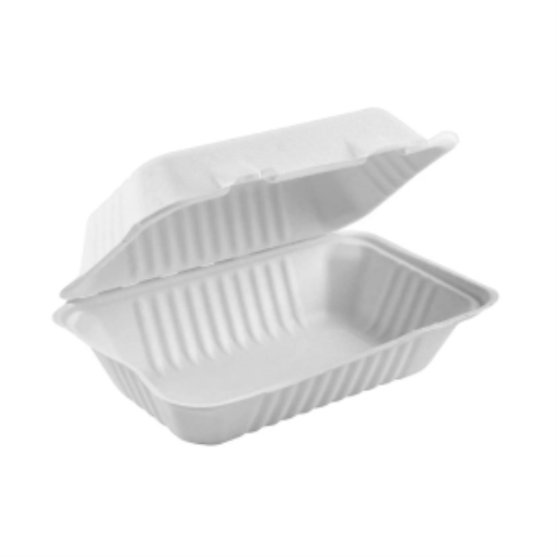 Contenants compostables à charnière — 8 po X 8 po X 3 po, paquet de 50