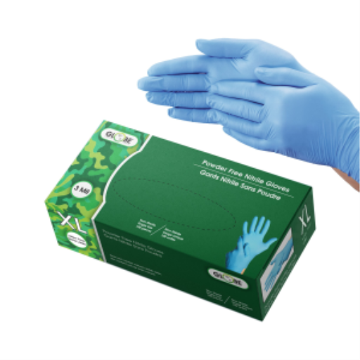 Gants jetables en nitrile sans poudre — bleu ciel, 3 mil, TG, boîte de 100