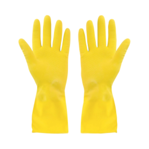 Gants de nettoyage en caoutchouc — jaune, moyen, paquet de 12 paires