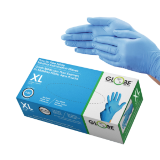 Gants jetables en nitrile sans poudre — bleu ciel, 4 mil, TG, boîte de 100