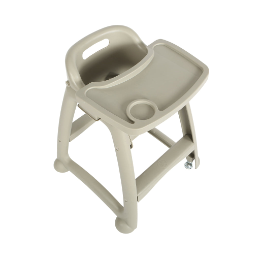 Chaise haute avec roues et plateau