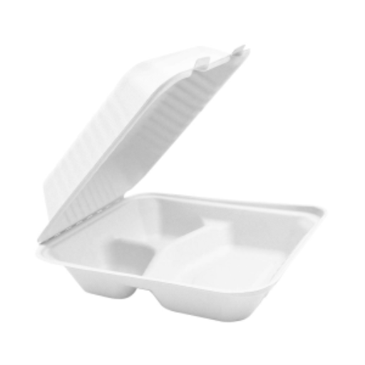 Contenants alimentaires compostables — 3 compartiments — 9 x 9 x 3 po, 50 unités