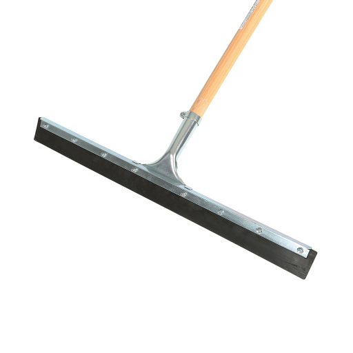 Squeegee droit assemblé — 24 po, caoutchouc noir, manche en bois 54 po