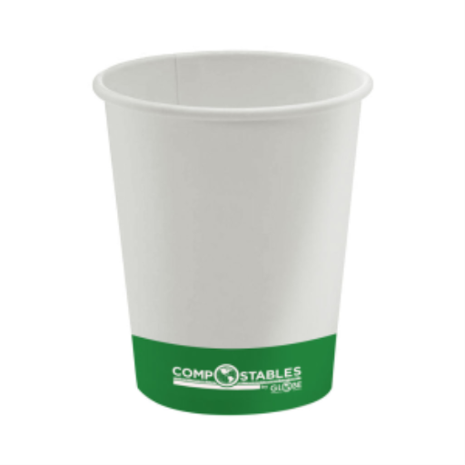 Gobelets compostables Globe chaud/froid — 12 oz, blancs, paquet de 50