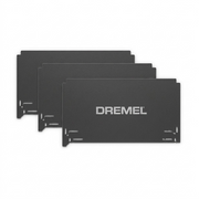 A high-resolution three-pack of dark gray Dremel 3D40-FLX build sheets.
